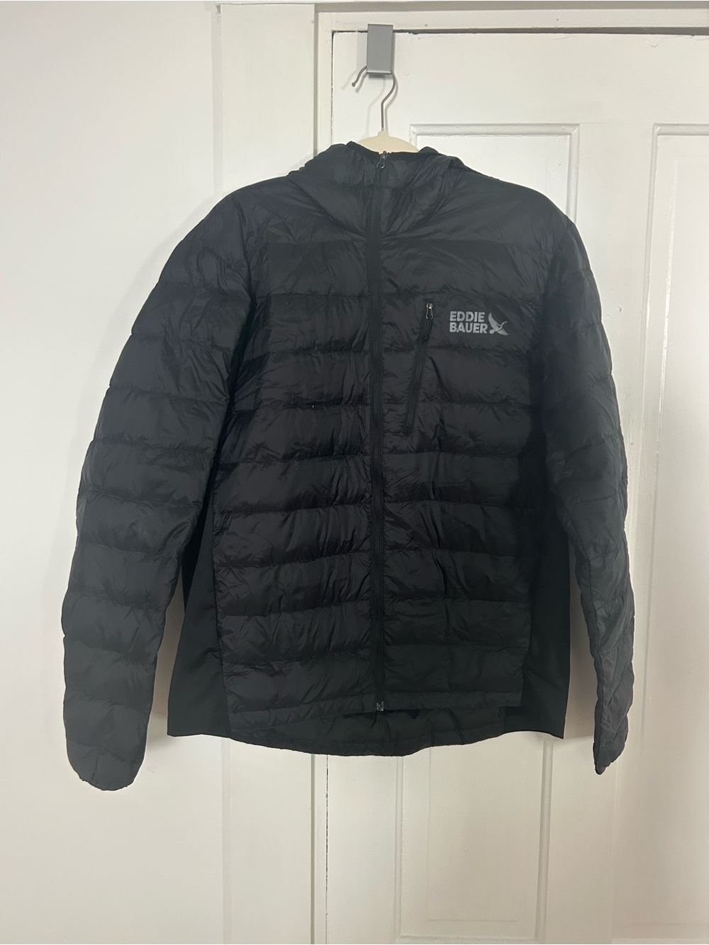 Eddie Bauer Men's Black Quilted Hooded Down Puffer Jacket